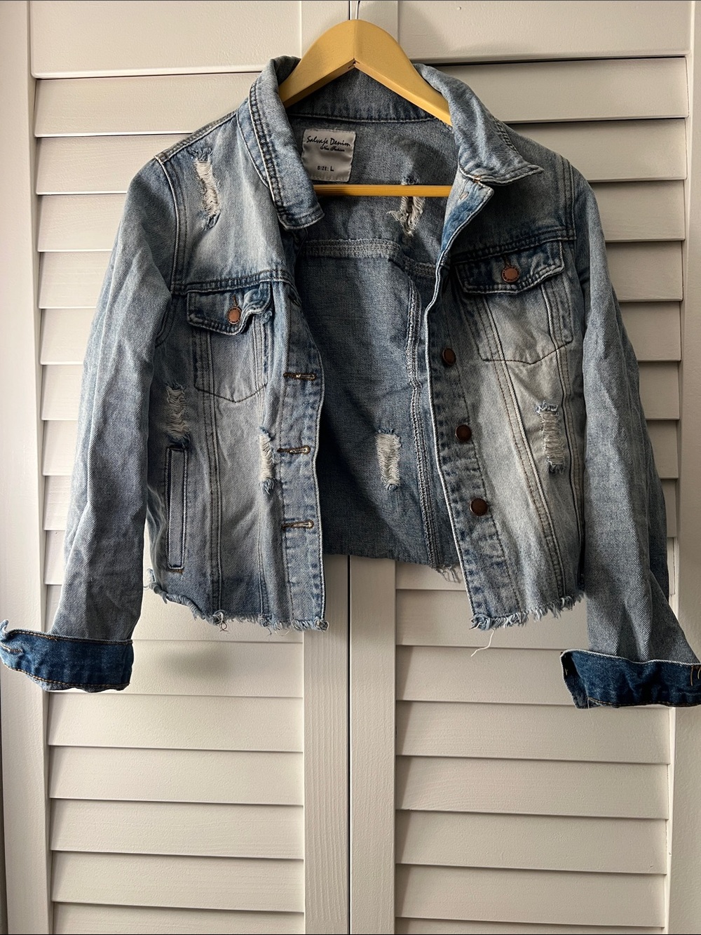 Light Wash Distressed Denim Jacket